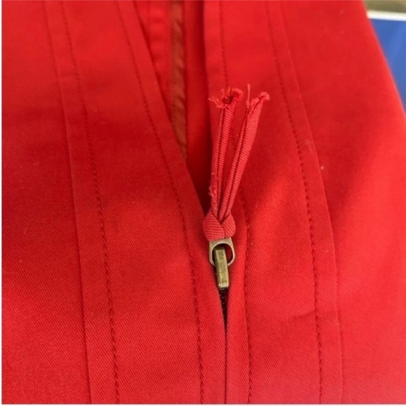 Akris Red Collarless Cropped Cotton Zip Jacket - Picture 12 of 12